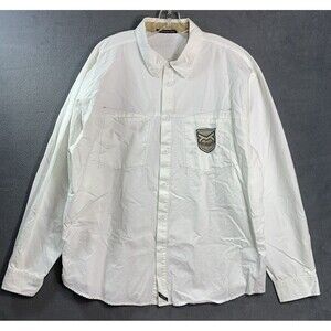 Marithe Francois Girbaud Mens 3XL White Button Down Shirt Logo Patch Y2K